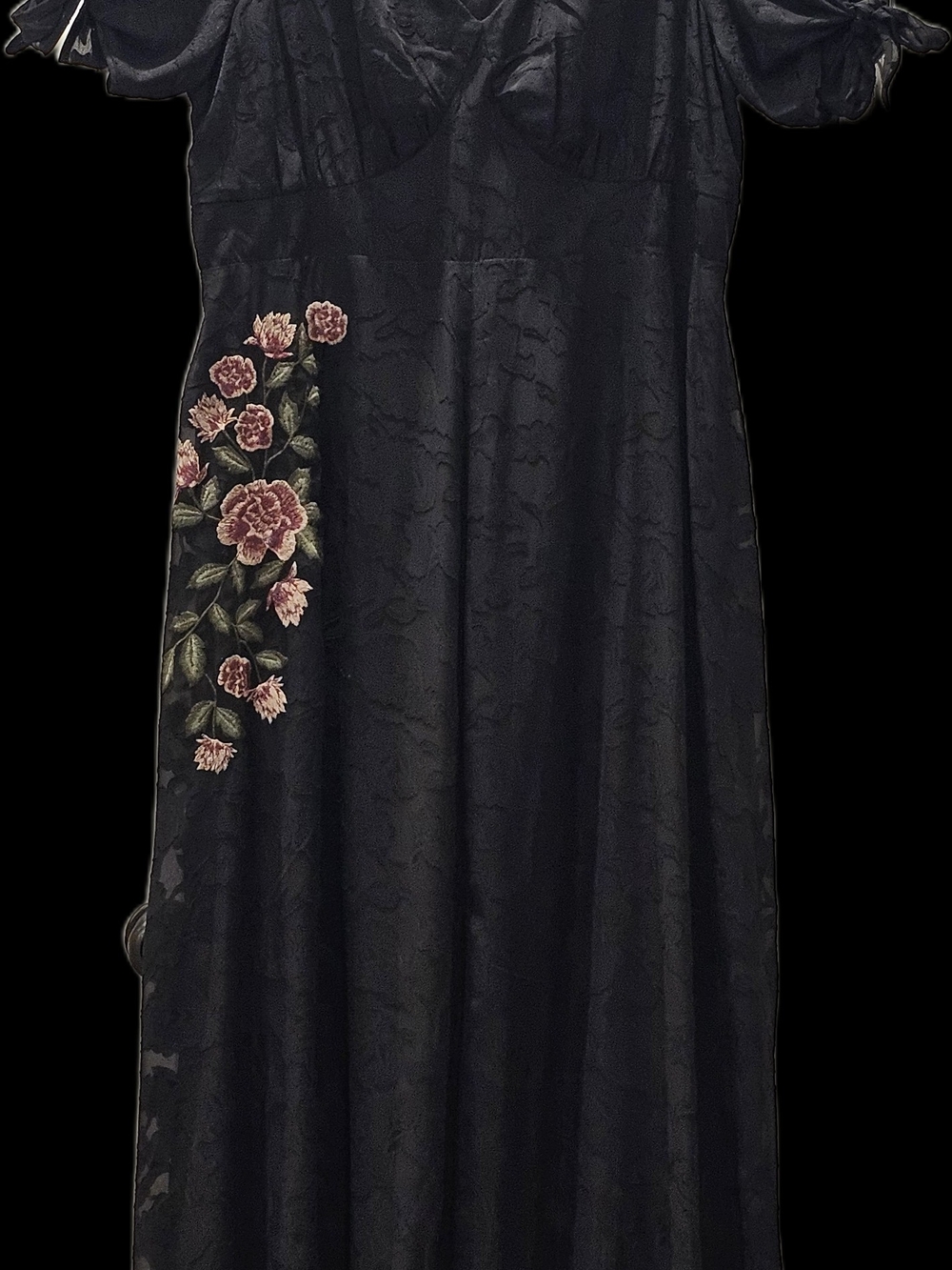 torrid Runway Collection Black Lace Maxi Dress with Red Rose Embroidery Size 14 - Picture 3 of 16